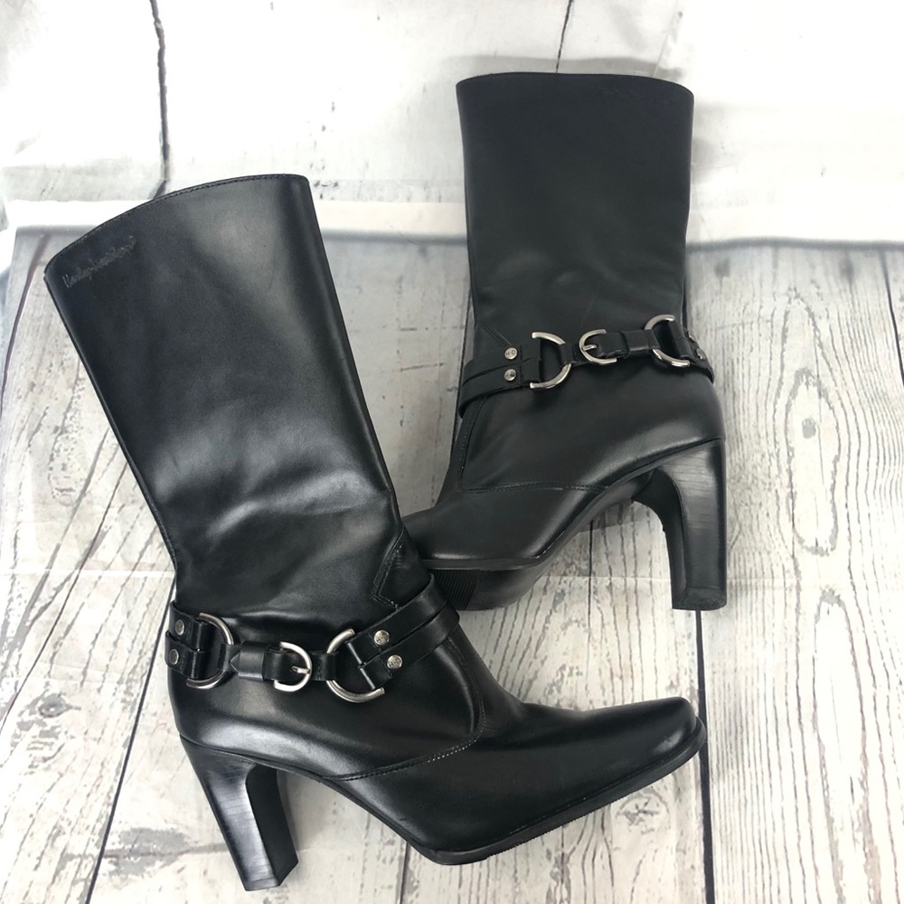 Harley Davidson Leather Horsebit Heeled Calf Boots